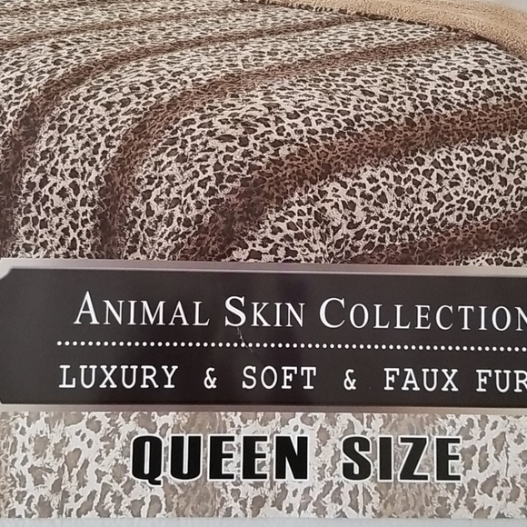 NEW! Luxe Faux Fur Leopard Queen Size Blanket Throw 3 Piece Set - Picture 4 of 8